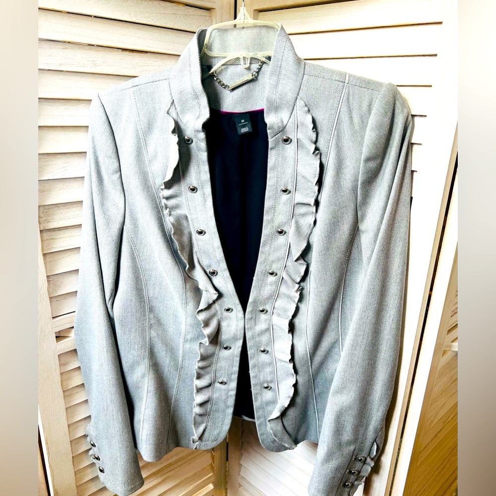 White House Black Market Silver Peplum Blazer